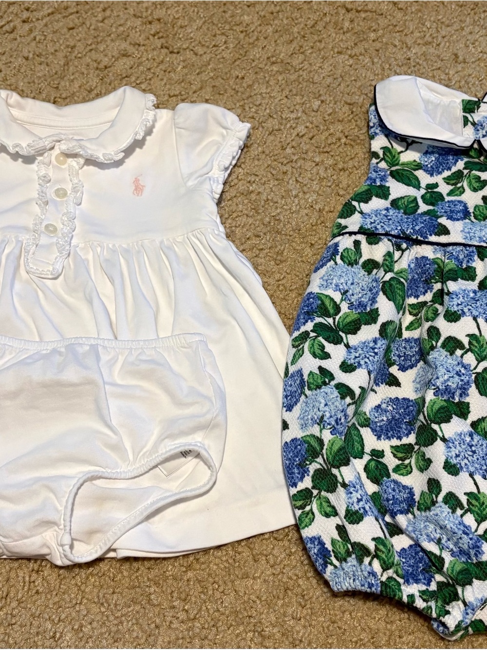 Ralph Lauren White Baby Dress and Blooming Blue Floral Romper